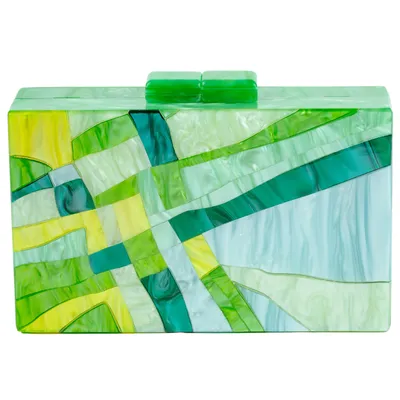 Maze Acrylic Clutch-Green