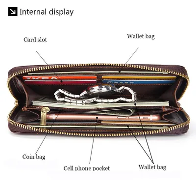 Genuine Leather Men’s Business Long Wallet
