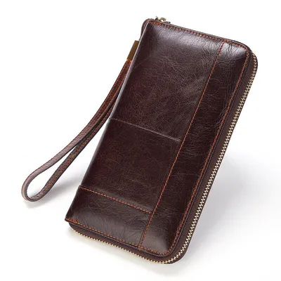 Genuine Leather Men’s Business Long Wallet