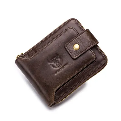 Genuine Leather Zipper Short Wallet – Cowhide