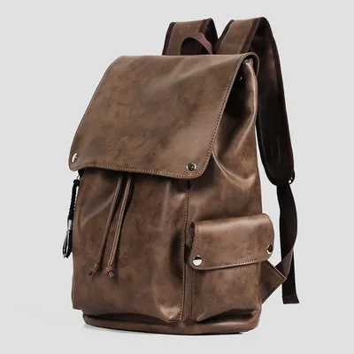 Premium Leather Retro Travel Backpack for Men – Large Capacity Laptop Bag with Urban Style