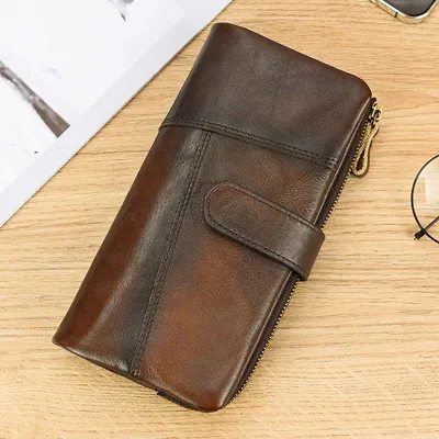 Genuine Cow Leather Multifunctional Long Wallet