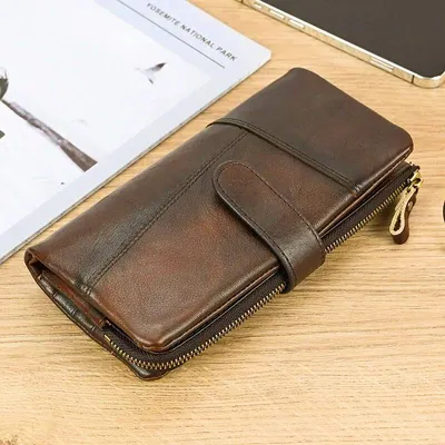 Genuine Cow Leather Multifunctional Long Wallet