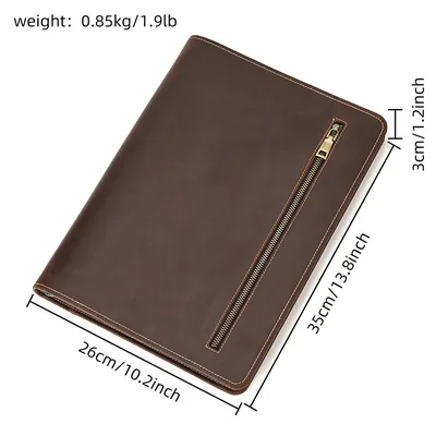 Genuine Leather iPad & Document Holder – Retro Crazy Horse Leather Tablet Case with Pen Slot