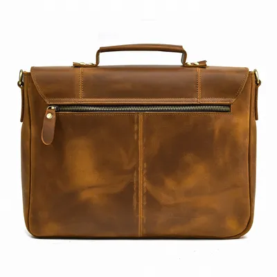 Genuine Leather Business Travel Shoulder Bag - Men’s Crazy Horse Leather Briefcase Laptop Bag