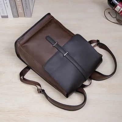 Korean Style Men’s Leather Backpack – Retro Laptop Travel Bag with Waterproof Design