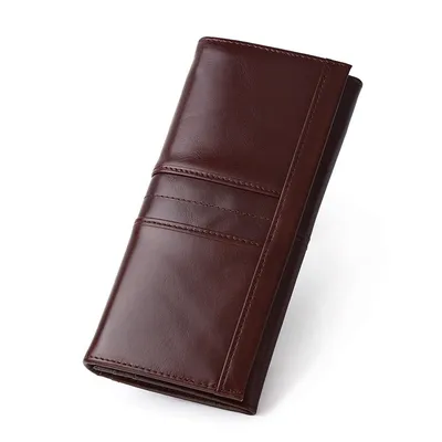 Cowhide Genuine Leather Men’s RFID Long Wallet – Slim Retro Design
