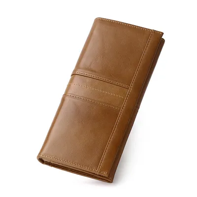 Cowhide Genuine Leather Men’s RFID Long Wallet – Slim Retro Design