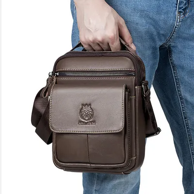 Genuine Leather Men’s Crossbody Shoulder Bag