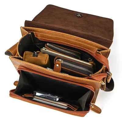 Genuine Leather Shoulder Bag – Crazy Horse Cowhide Messenger Bag