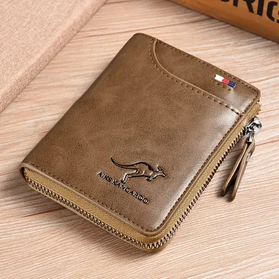 Premium Leather Short Wallet with Zipper