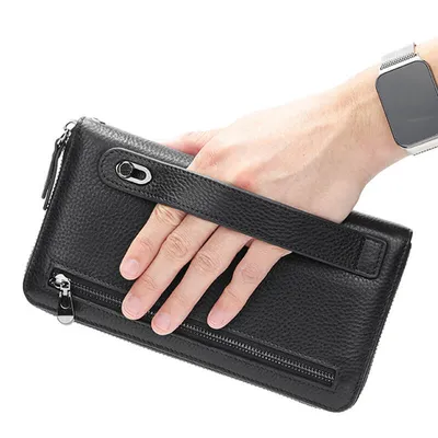 Genuine Cowhide Leather Retro Long Wallet