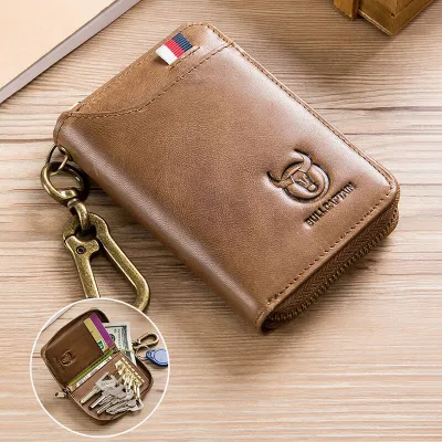 Genuine Leather Men’s Waist Hanging Key Bag – 2-in-1 Cowhide Coin Purse & Key Holder