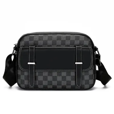 Crossbody Messenger Bag – Plaid Print Stylish & Versatile for Business & Travel