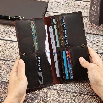 Genuine Leather Men’s Long Wallet