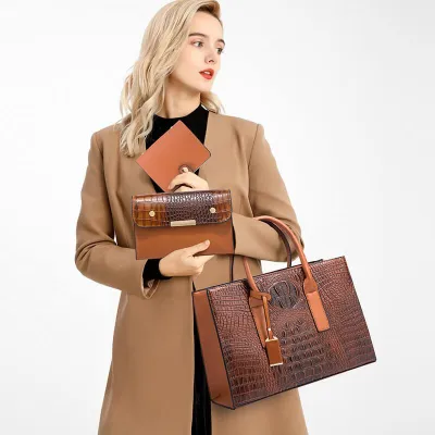 Premium Leather Luxury 03 Pcs Set Shoulder Handbag