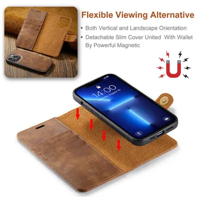 iPhone 16 Pro Max All Model Leather Flip Magnetic Phone Case 2 in 1