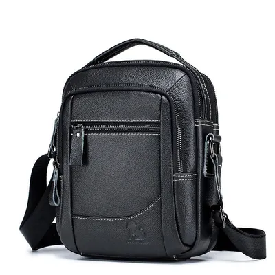 Genuine Leather Men’s Retro Shoulder Bag – Stylish & Durable