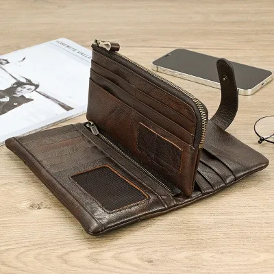 Genuine Cow Leather Multifunctional Long Wallet