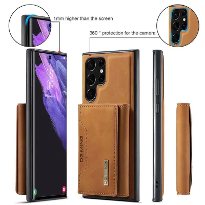 Samsung S25 Ultra All Ultra Series Leather Phone Case with 3 Fold Magnetic Card Holder 2 in 1