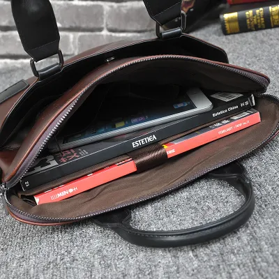 Business Men's Retro Shoulder Bag – Laptop & Document Crossbody Briefcase