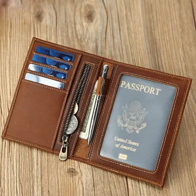 Crazy Horse Leather Passport Holder – High-End Genuine Leather, Multi-Function Card & Passport Bag