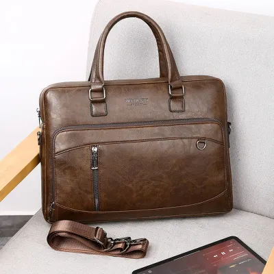 High-End Messenger Laptop Bag - Business Leather Men’s Large Capacity Shoulder Bag