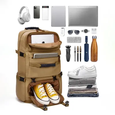 Extra Large Mountaineering Backpack – Multifunctional Canvas Travel Bag with Dry & Wet Separation