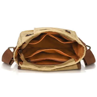Retro Men’s Messenger Bag – Casual Waterproof Canvas Crossbody Shoulder Bag