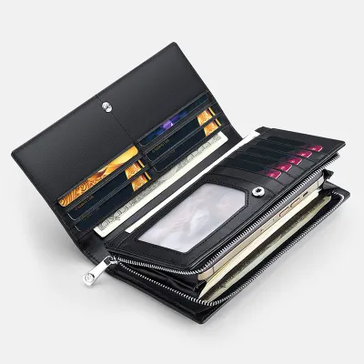 WILLIAMPOLO High-End Genuine Leather Long Clutch Wallet – 3D Design Business Style