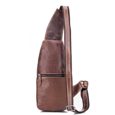 BULLCAPTAIN Retro Men’s Genuine Leather Crossbody Chest Bag – Cowhide Sling Bag