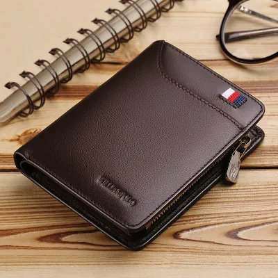 WILLIAMPOLO Genuine Cowhide Leather Men’s High-End Short Wallet
