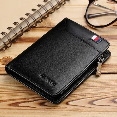 WILLIAMPOLO Genuine Cowhide Leather Men’s High-End Short Wallet