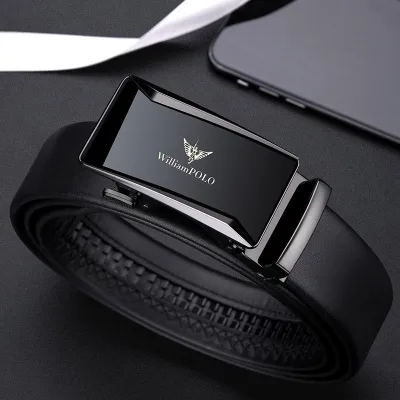 William Polo Automatic Buckle Belt – Genuine Cowhide Leather Belt