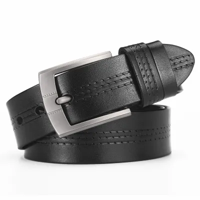 Genuine Leather Men’s Retro Belt – Cowhide Pin Buckle Alloy Classic Style