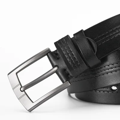 Genuine Leather Men’s Retro Belt – Cowhide Pin Buckle Alloy Classic Style