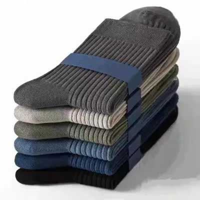 (5 Pairs) Genuine Cotton Sweat Absorbing Anti-Friction Socks – Breathable & Comfortable Daily Wear Socks