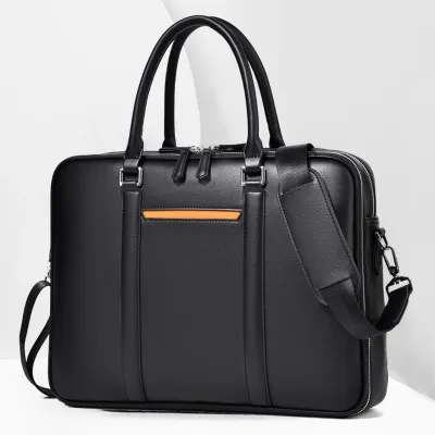 Men’s Business Briefcase – Large Capacity Leather Laptop Bag, High-End Waterproof Multifunctional Handbag