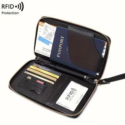 RFID Passport Wallet Black