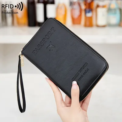  RFID Passport Wallet Black