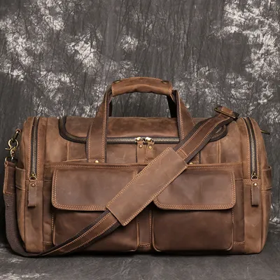 Crazy Horse Leather Men’s Travel Bag