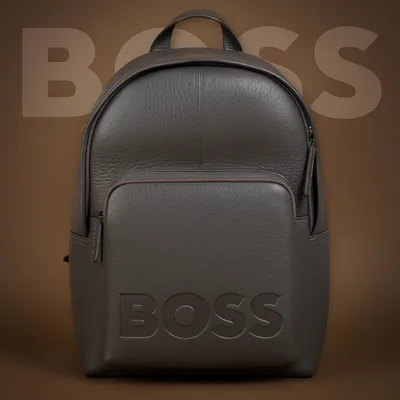 HUGO BOSS LEATHER BACKPACK -GREY