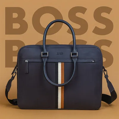 HUGO BOSS LEATHER BACKPACK -GREY