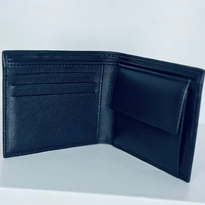 PRADA- BIFOLD MENS LEATHER WALLET- NAVY