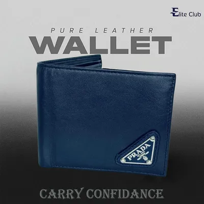 PRADA- BIFOLD MENS LEATHER WALLET- NAVY