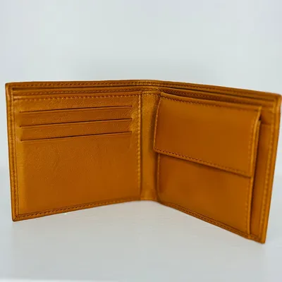 PRADA- BIFOLD MENS LEATHER WALLET- COGNAC