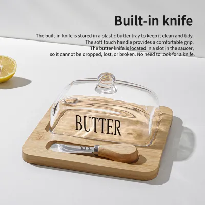 "Wooden Butter Dish with Glass Lid 