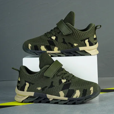 CamoStride Kids Sneakers – Army Green