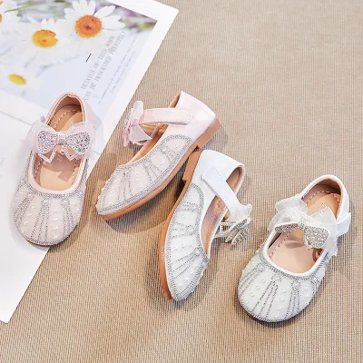 Baby Girl Princess Shoes with Bow & Pearls
