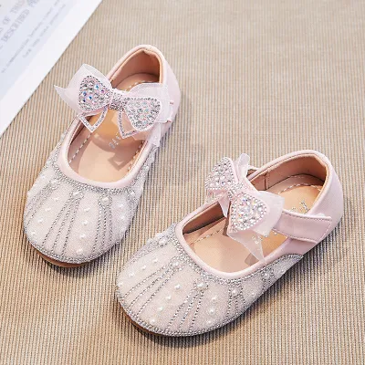 Baby Girl Princess Shoes with Bow & Pearls